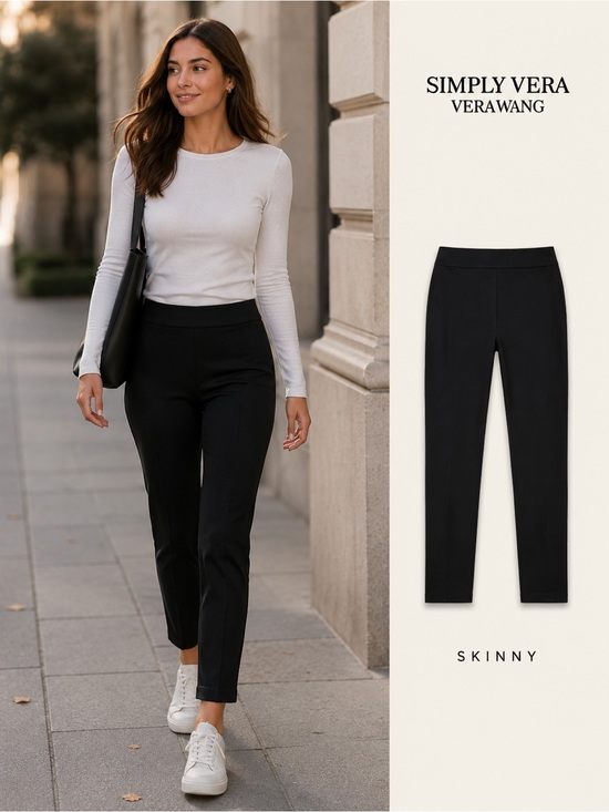 Simply Vera Vera Wang Pants - Simply Vera Vera Wang Black Skinny Ponte Pants - Sleek Fit